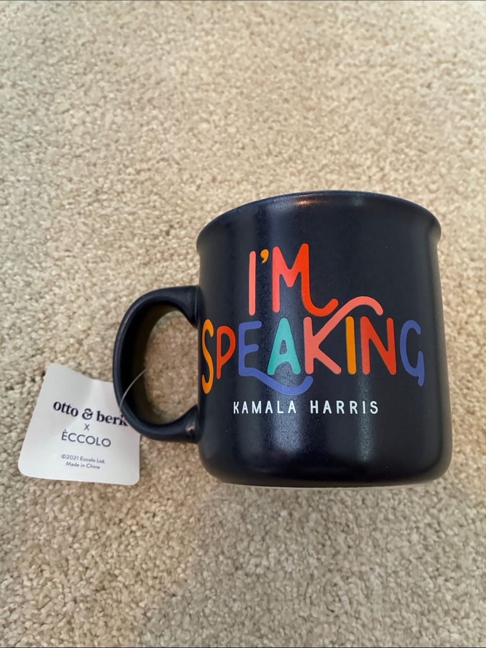 Eccolo Black Ceramic Mug with Multicolor I'M SPEAKING Kamala Harris Quote